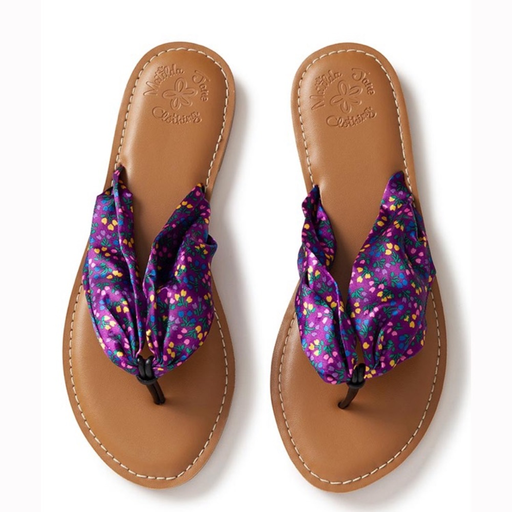 Matilda Jane Toes In The Sand Sandals purple floral size 8 backpack bag included
